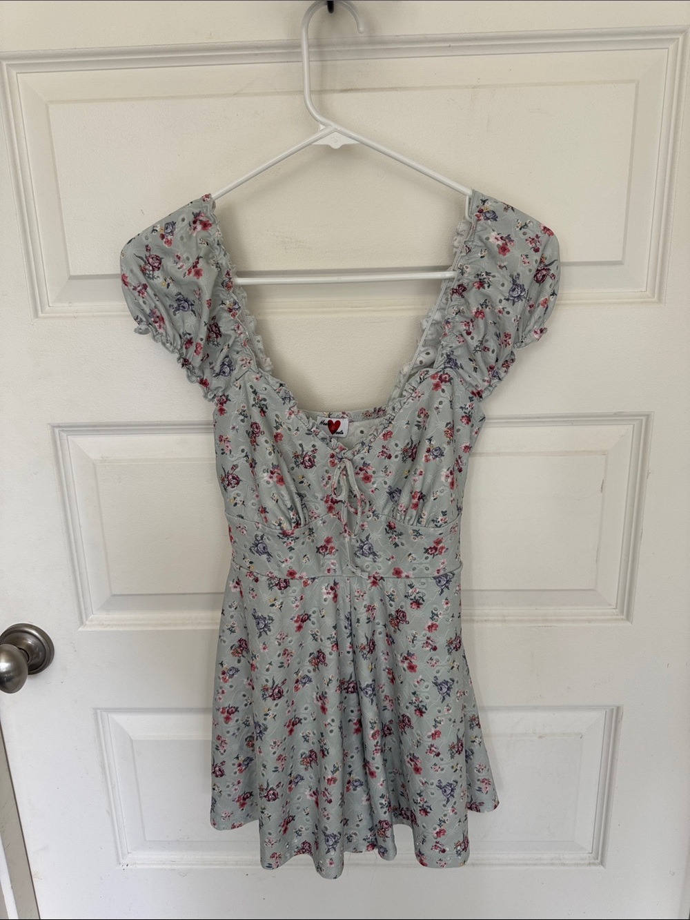 Heart Hips Pastel Mint Floral Midi Dress with Pink & purple Accents